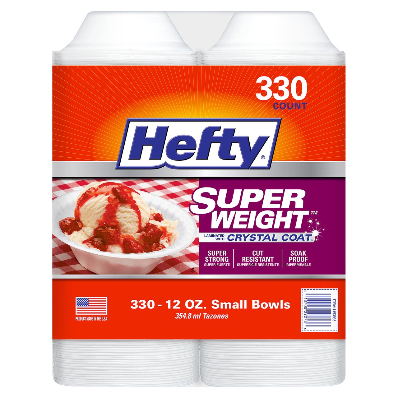 Hefty Super Weight 12 oz Foam Bowl, 330 Count - Image 1