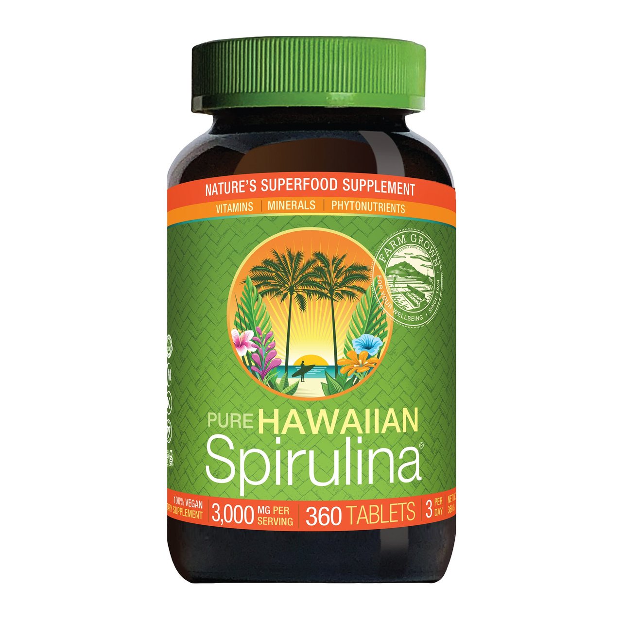 Pure Hawaiian Spirulina Pacifica 3000 mg, 360 Tablets - Image 1