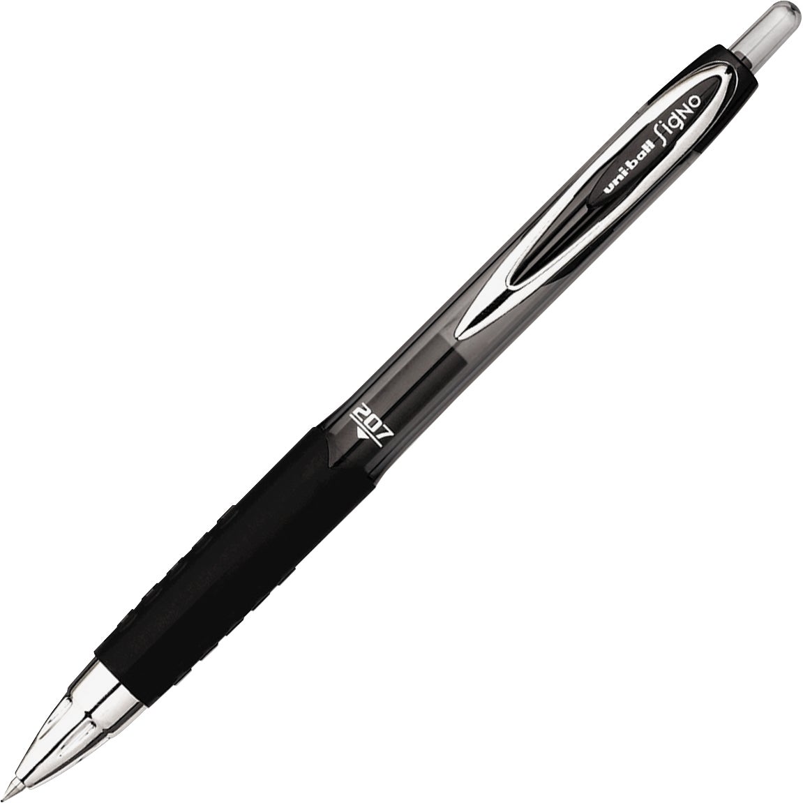 uni-ball Signo 207 Retractable Gel Pens, Black Ink, Medium Point, 12-Pack - Image 1