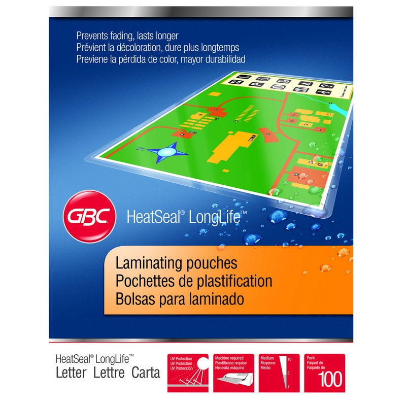 GBC EZUse UV Thermal Laminating Pouches, Letter Size, 5 Mil, 100-Pack
