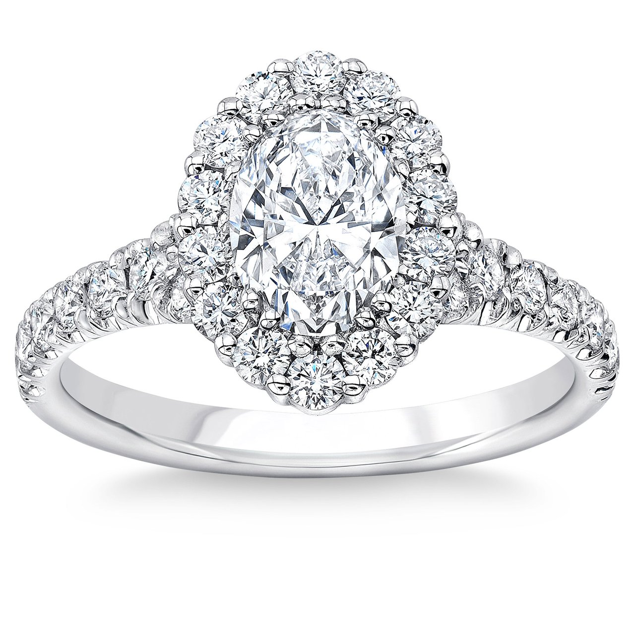 1.80 ctw Oval Diamond Platinum Halo Wedding Ring, Center 1.00 ct VS2, G Color - Image 1
