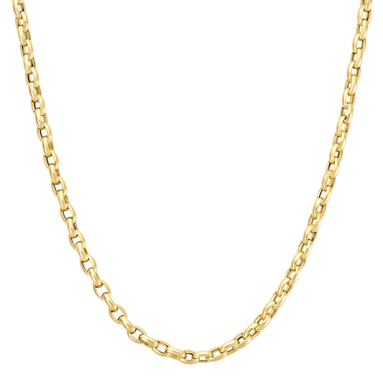 14kt Yellow Gold Oval Rolo Necklace Made in Italy - Image 1