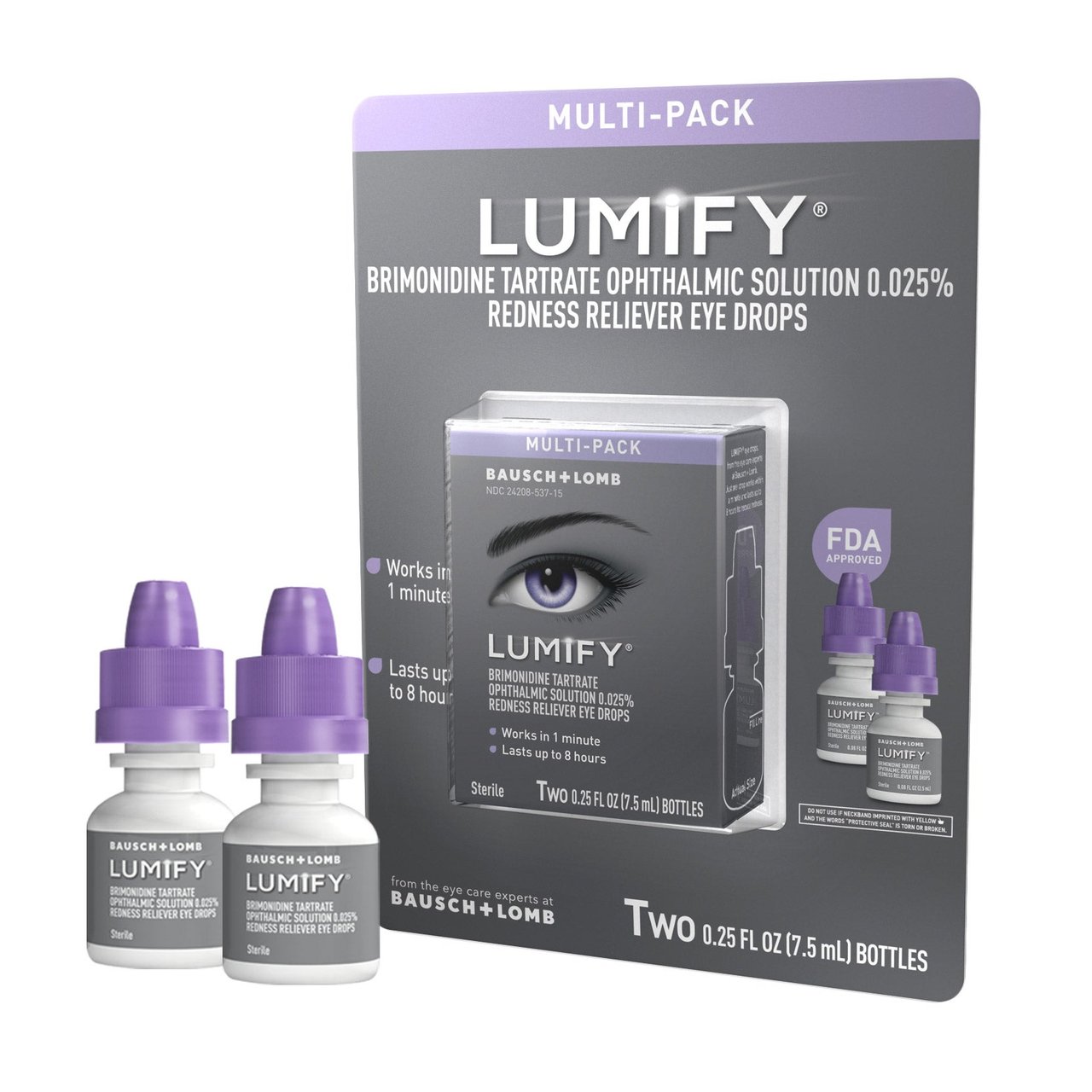 Bausch + Lomb Lumify Redness Reliever 2 x 7.5 mL - Image 1