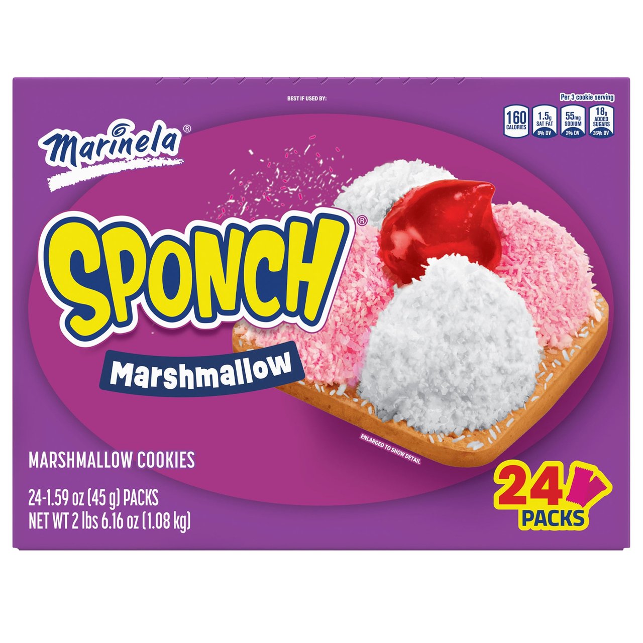 Marinela Sponch Marshmallow Cookies, 24 Pack, 1.59 Ounces Each - Image 1