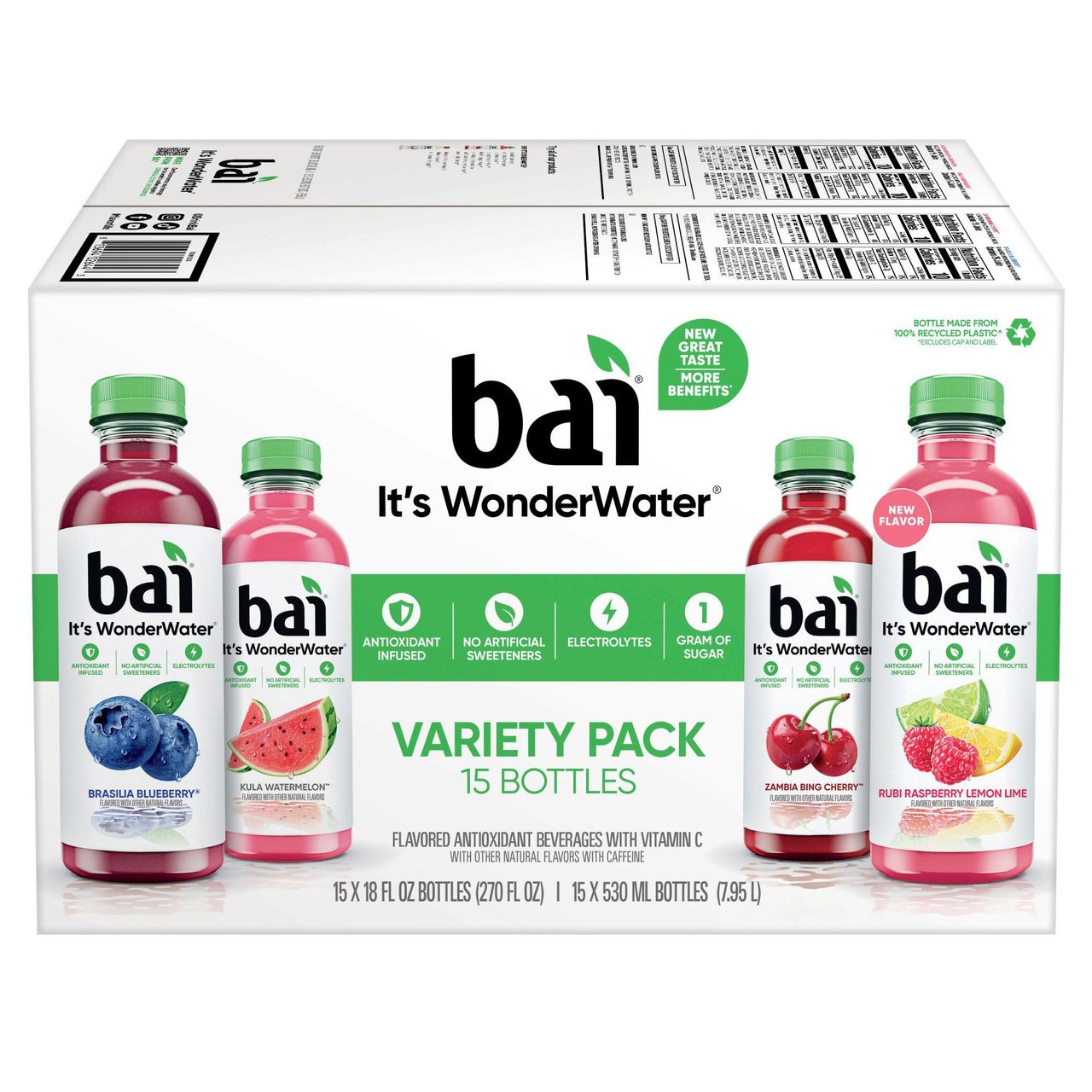 Bai It's WonderWater, Variety Pack, 15/18 Ounce Bottles