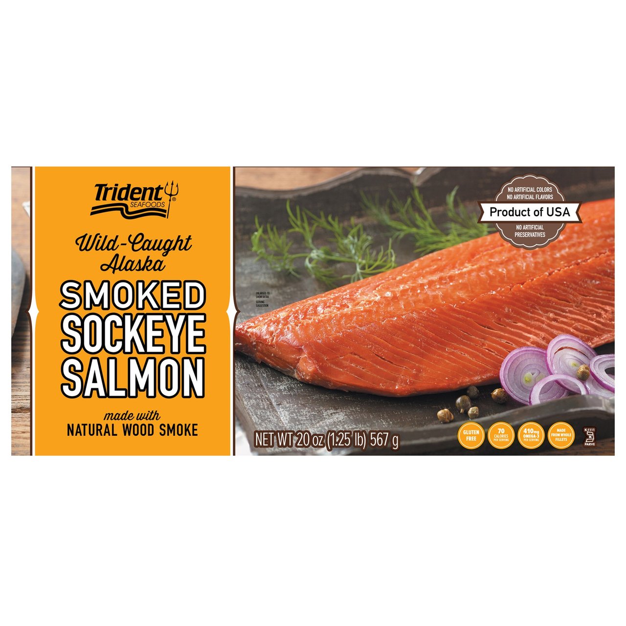 Trident Seafoods Wild Alaskan Smoked Sockeye Salmon 20 oz - Image 1