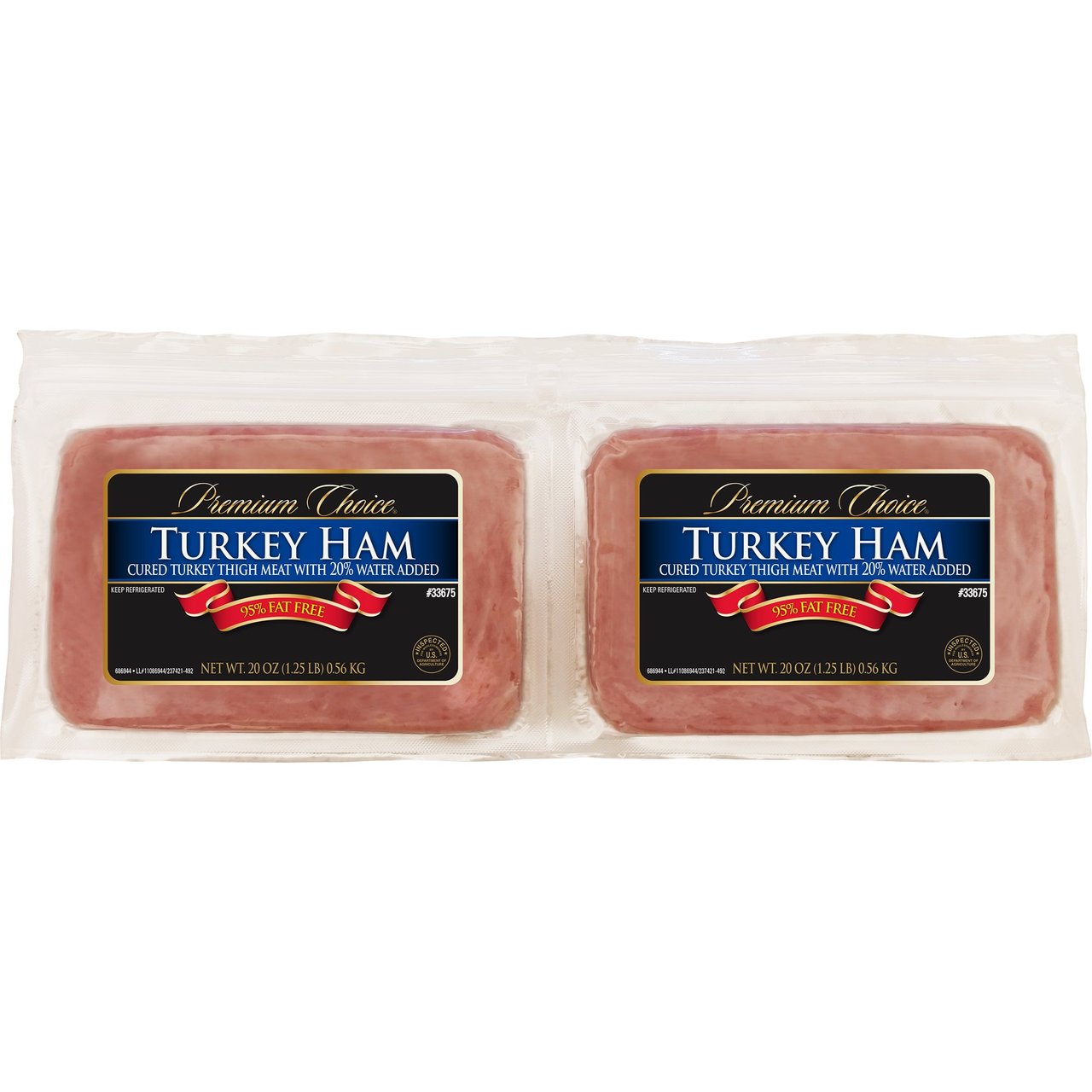 Premium Choice Turkey Ham, Sliced, 2 Count, 20 oz Each