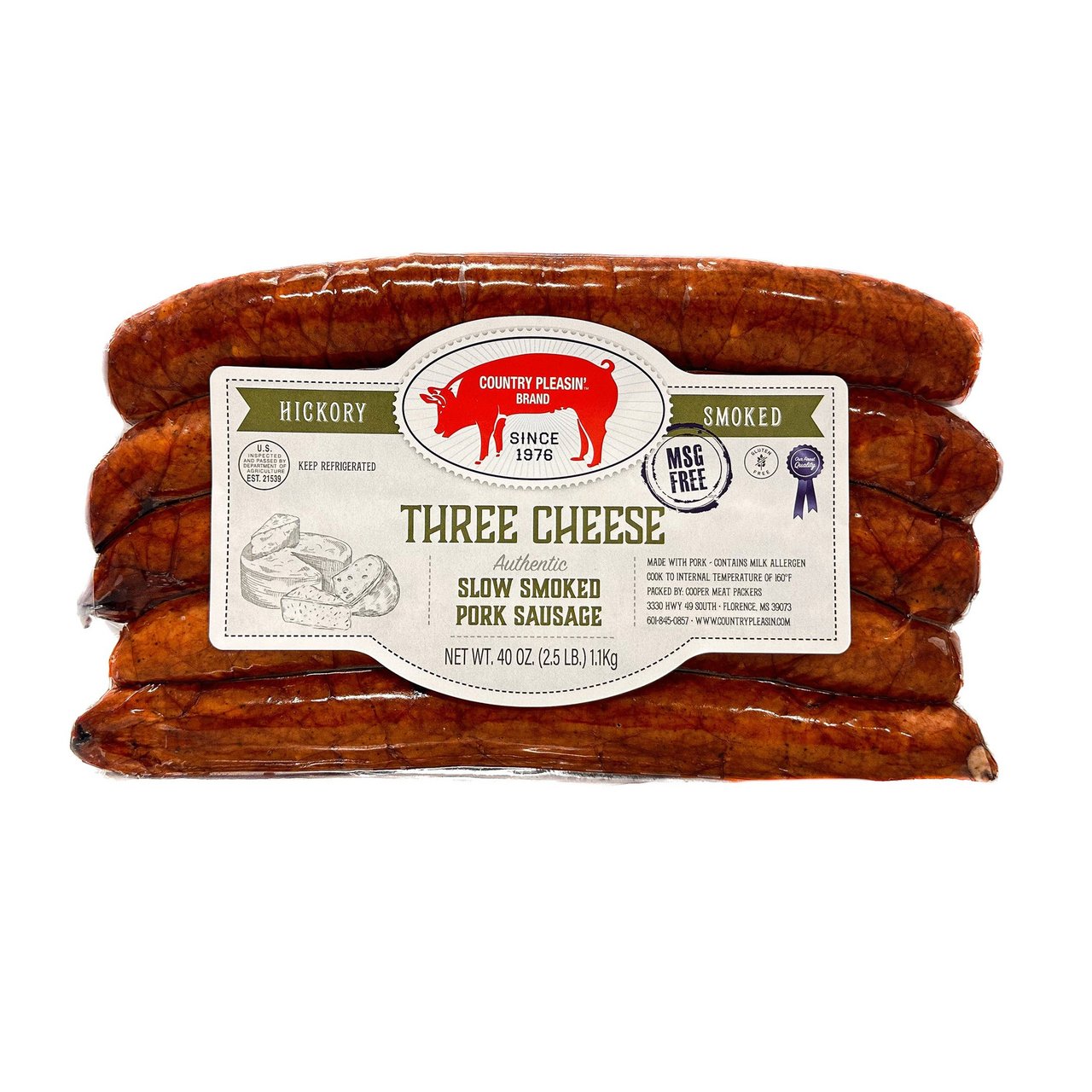 Country Pleasin' Three Cheese Sausage 2.5 lbs - Image 1