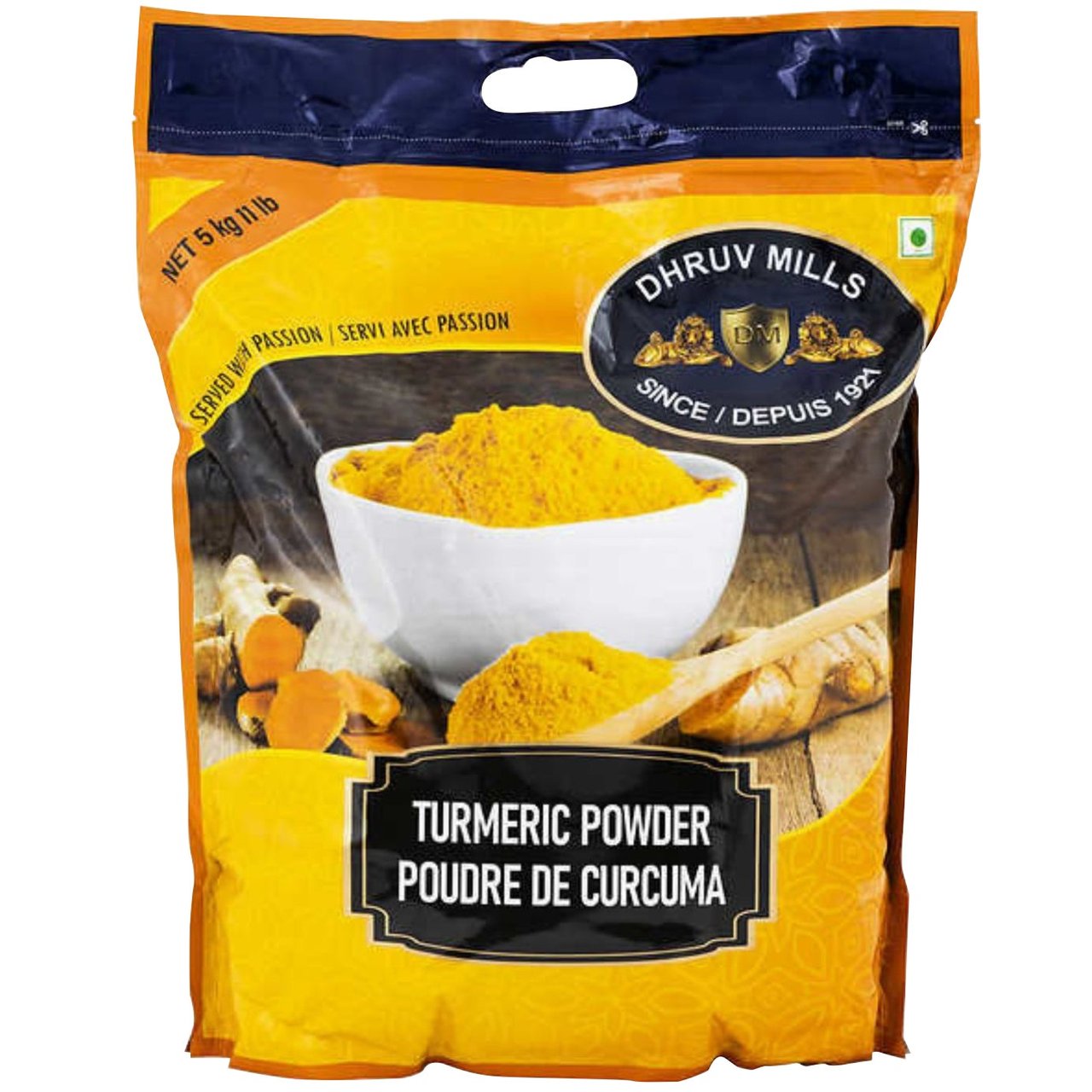 Dhruv Mills Turmeric Powder, 5 kg / 11 lbs - Image 1
