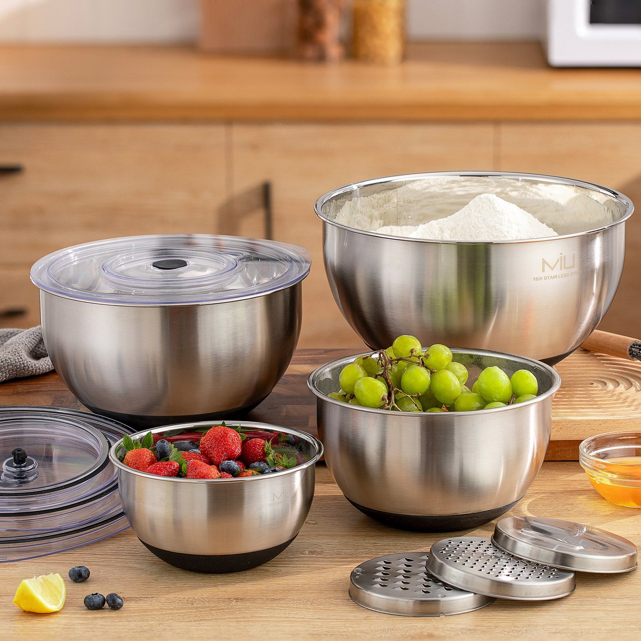 MIU 8-Piece Stainless Steel Mixing Bowls - Image 1