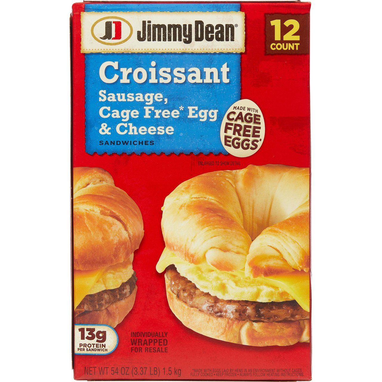 Jimmy Dean Sausage, Egg & Cheese Croissant Sandwiches 12 Count Box - Image 1