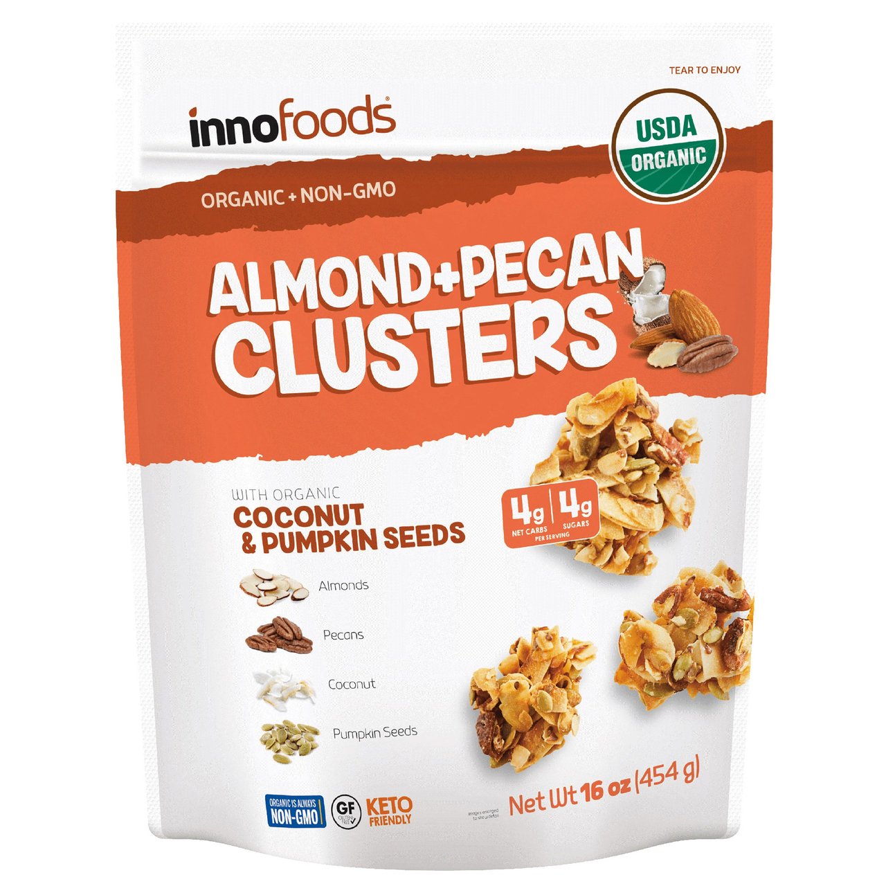 Inno Foods Organic Almond & Pecan Clusters, 16 oz - Image 1