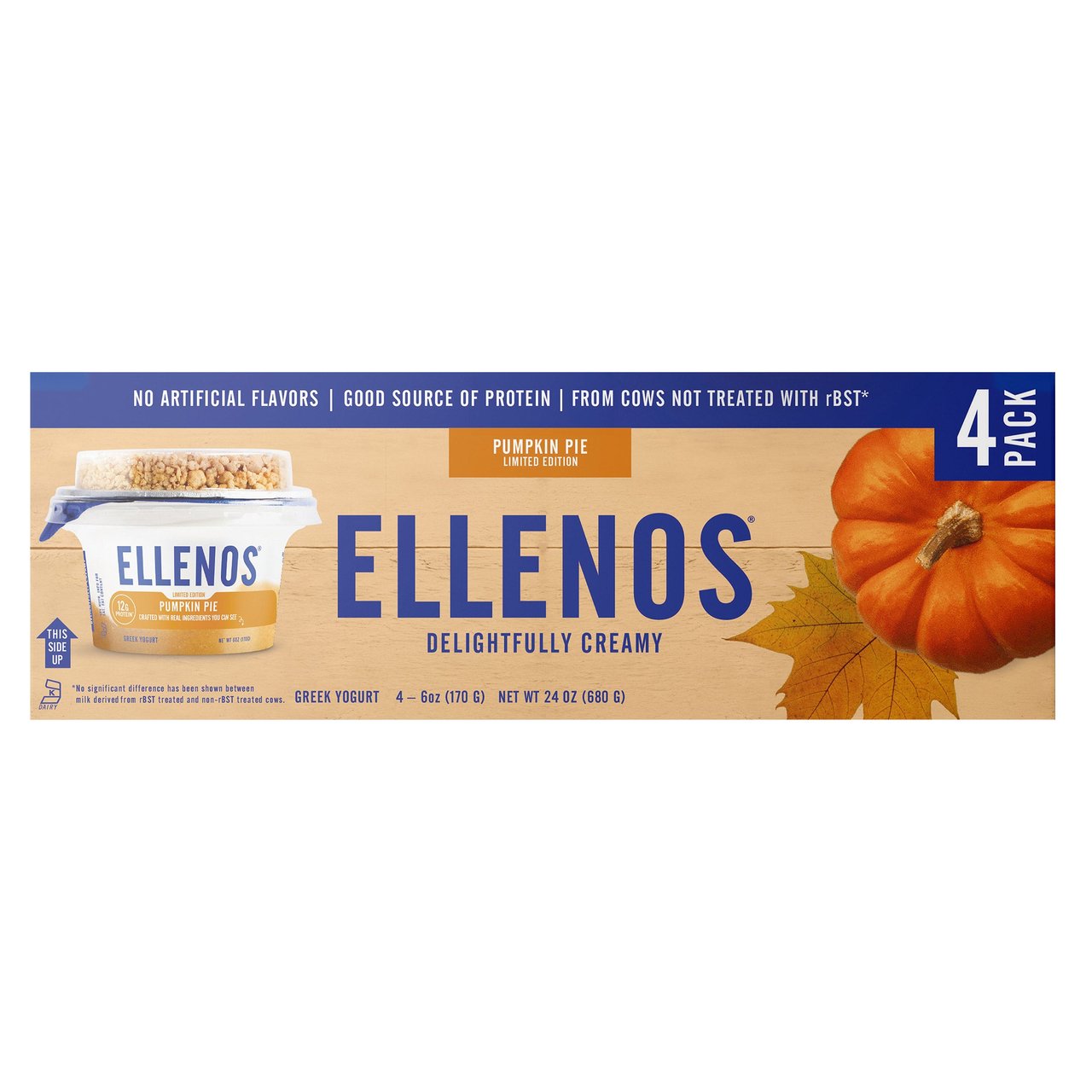 Ellenos Pumpkin Pie Greek Yogurt, 4-Pack, 6 oz Each - Image 1