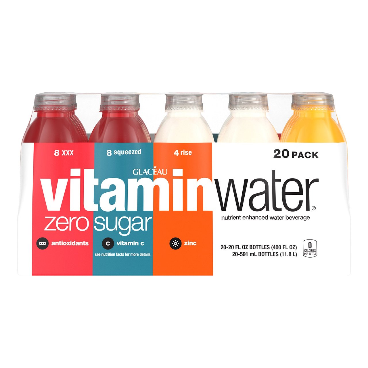 Glaceau Vitaminwater Zero Variety Pack, 20 fl oz, 20 Count - Image 1