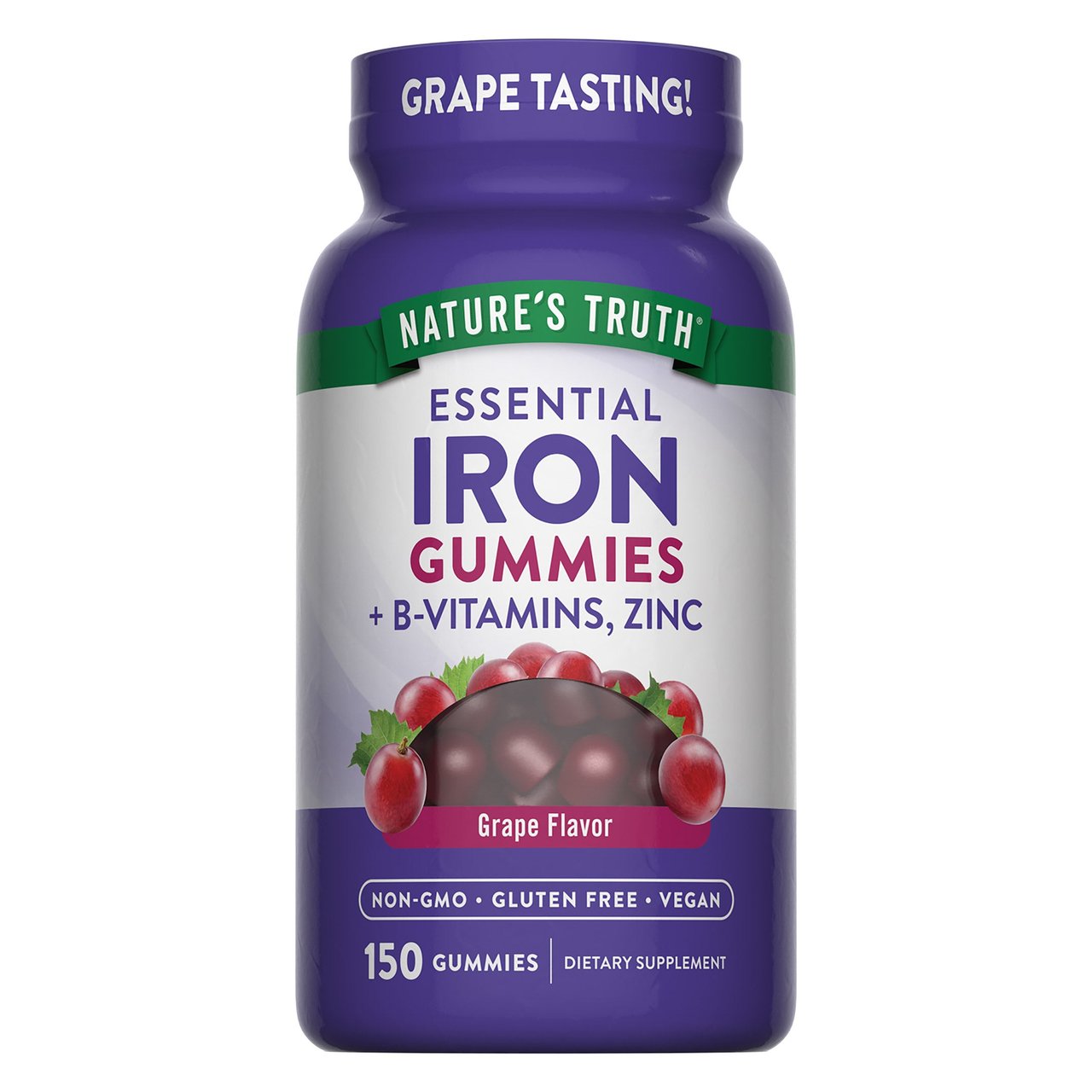 Nature's Truth Iron 18mg + B-Vitamins & Zinc, 150 Vegan Gummies - Image 1