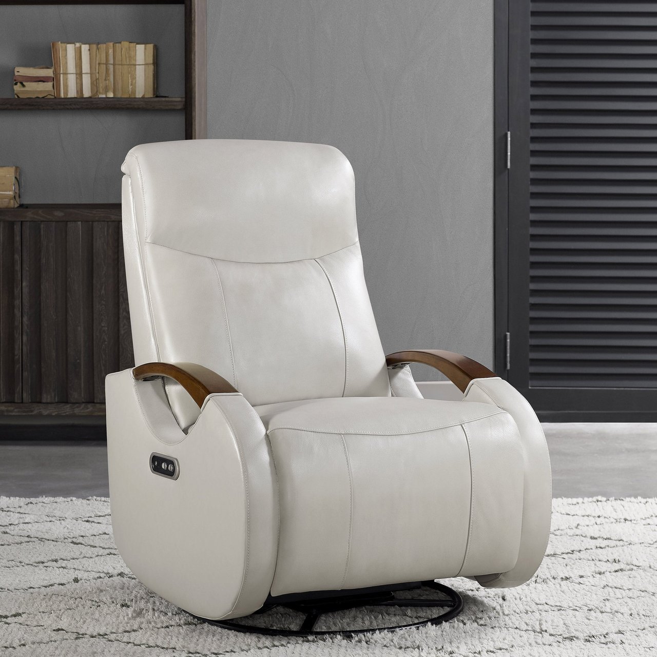Barcalounger Leather Power Swivel Glider Recliner with Power Headrest - Image 1