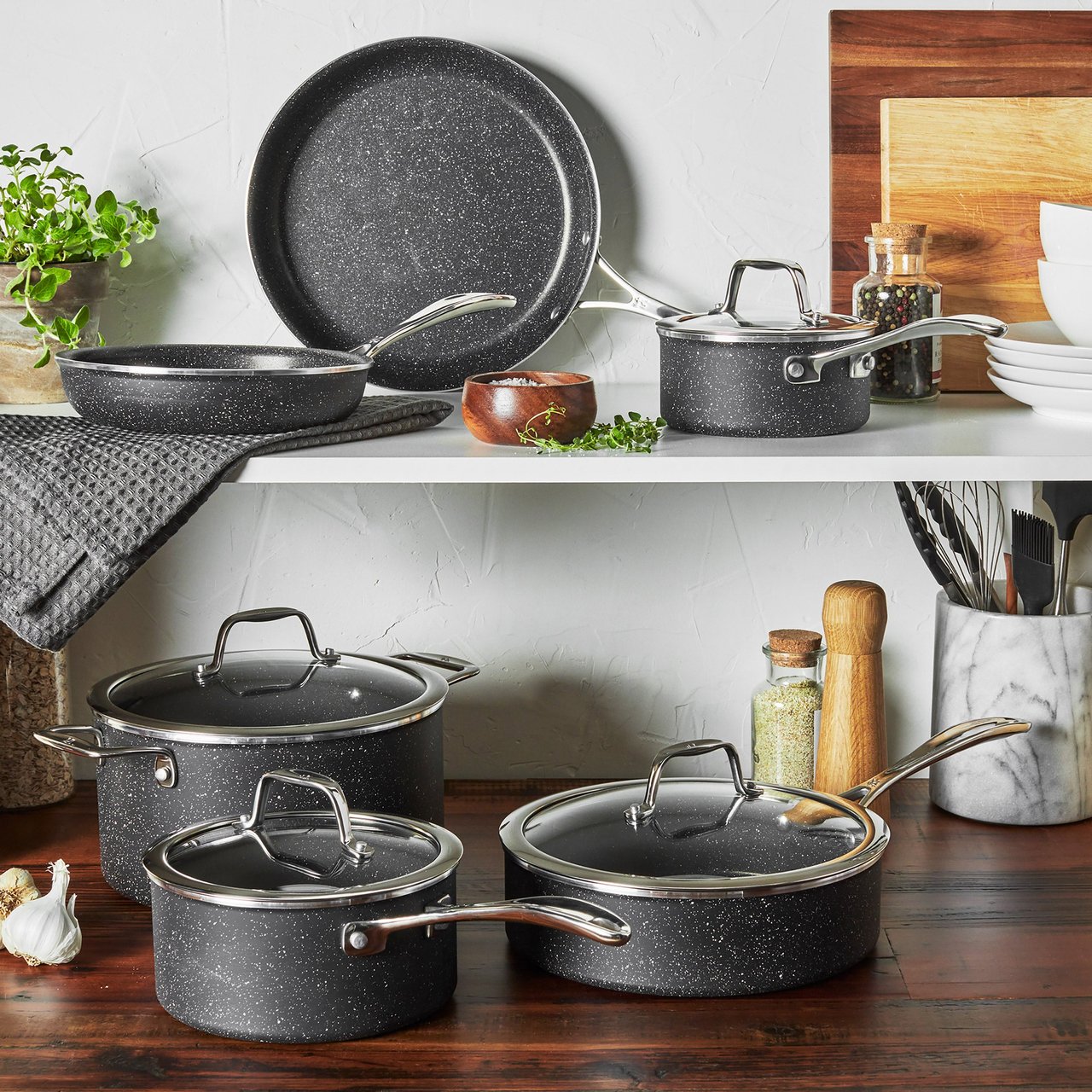 Henckels Capri Granitium 10-Piece Nonstick Cookware Set - Black