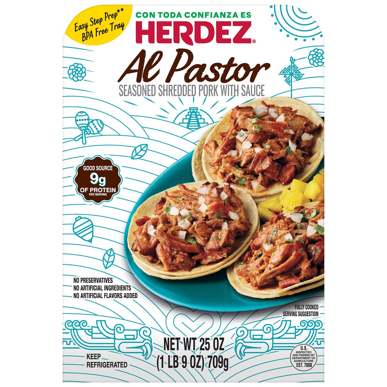 Herdez Al Pastor Seasoned Shredded Pork With Sauce 25 oz - Image 1