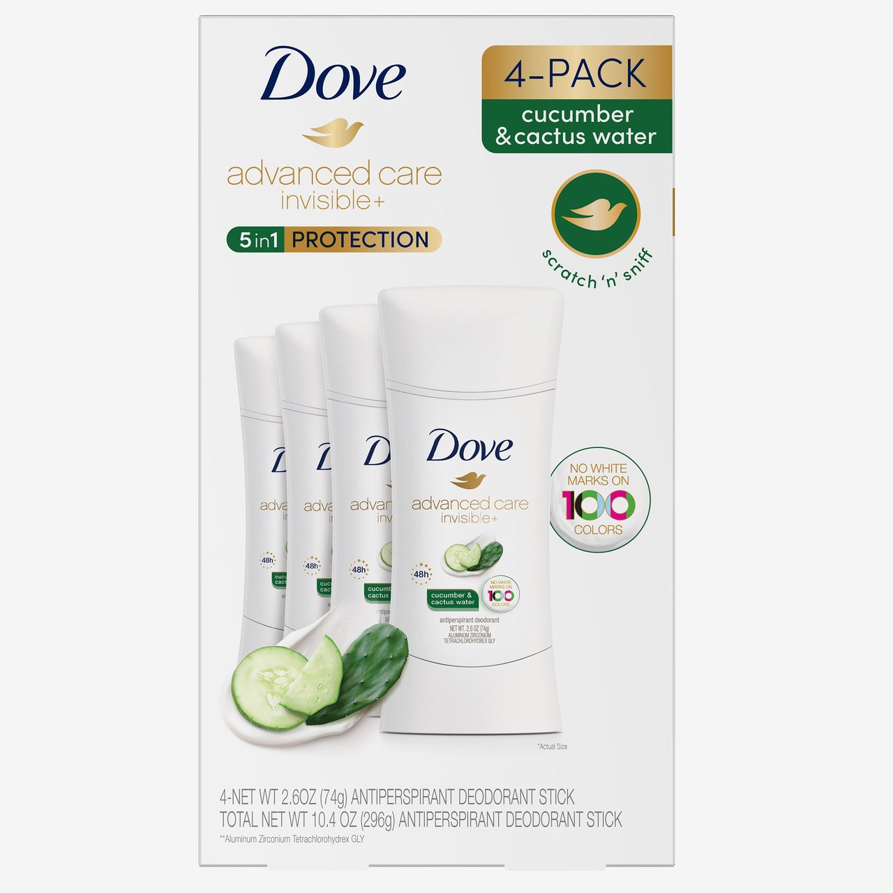 Dove Advanced Care Invisible+ Antiperspirant, 4/2.6 oz - Image 1