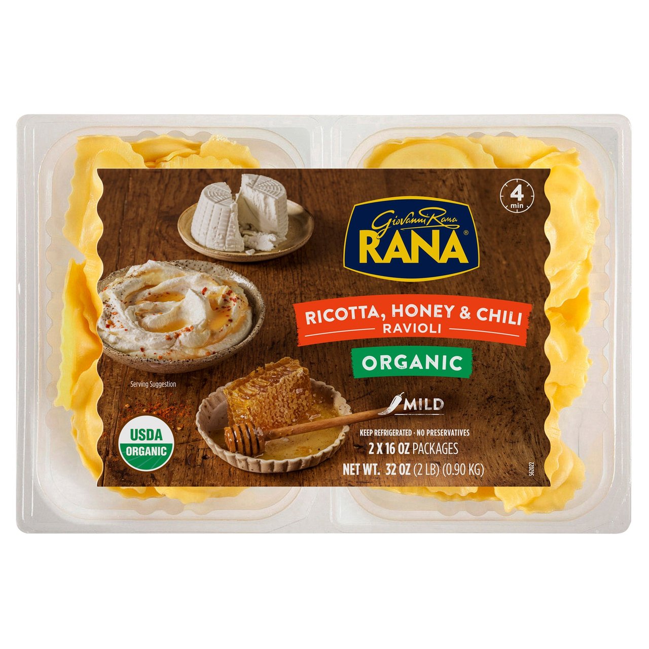 RANA ORGANIC HONEY CHILI RAVIOLI 2/16 OUNCE PACKAGES