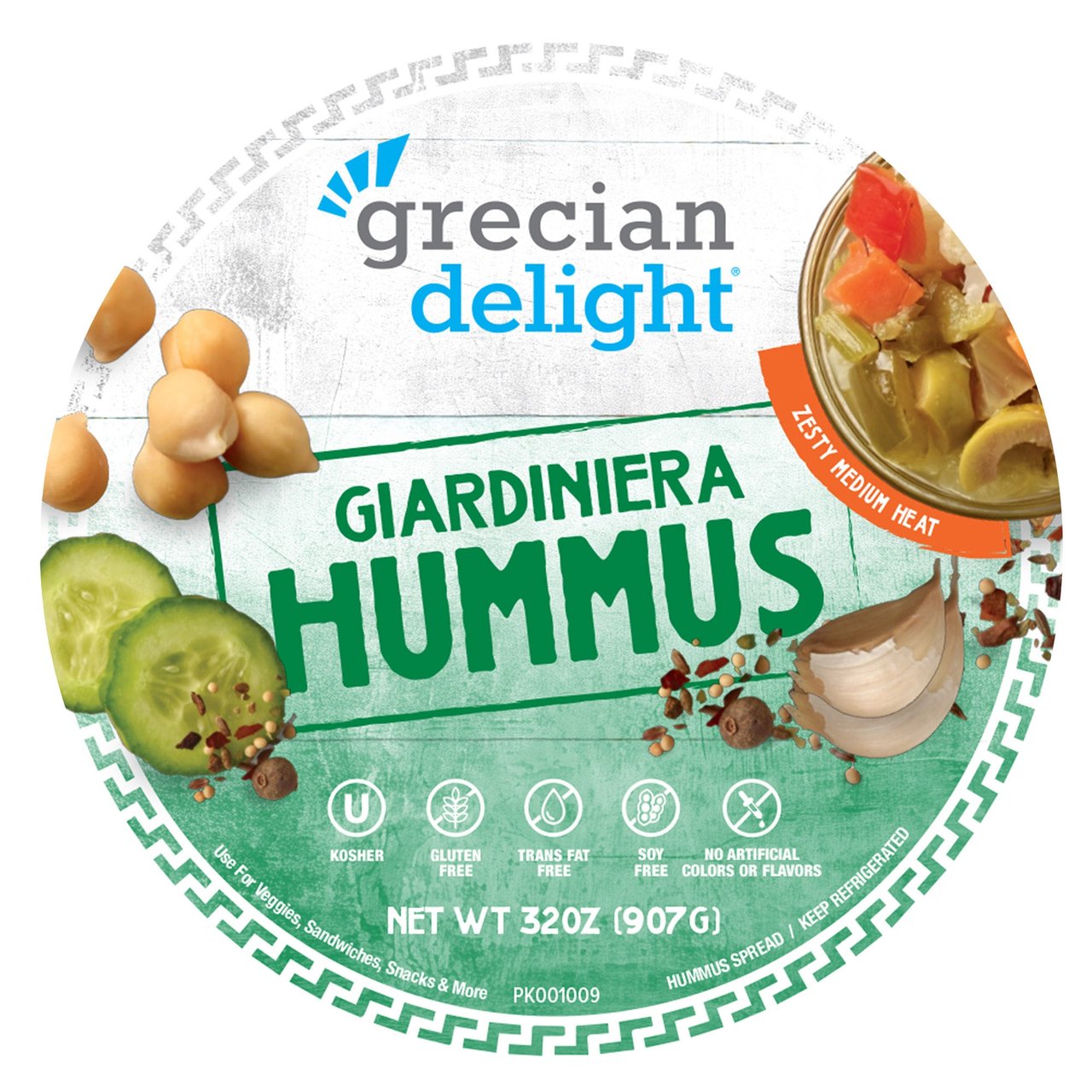 Grecian Delight Giardiniera Hummus 32 oz Container - Image 1