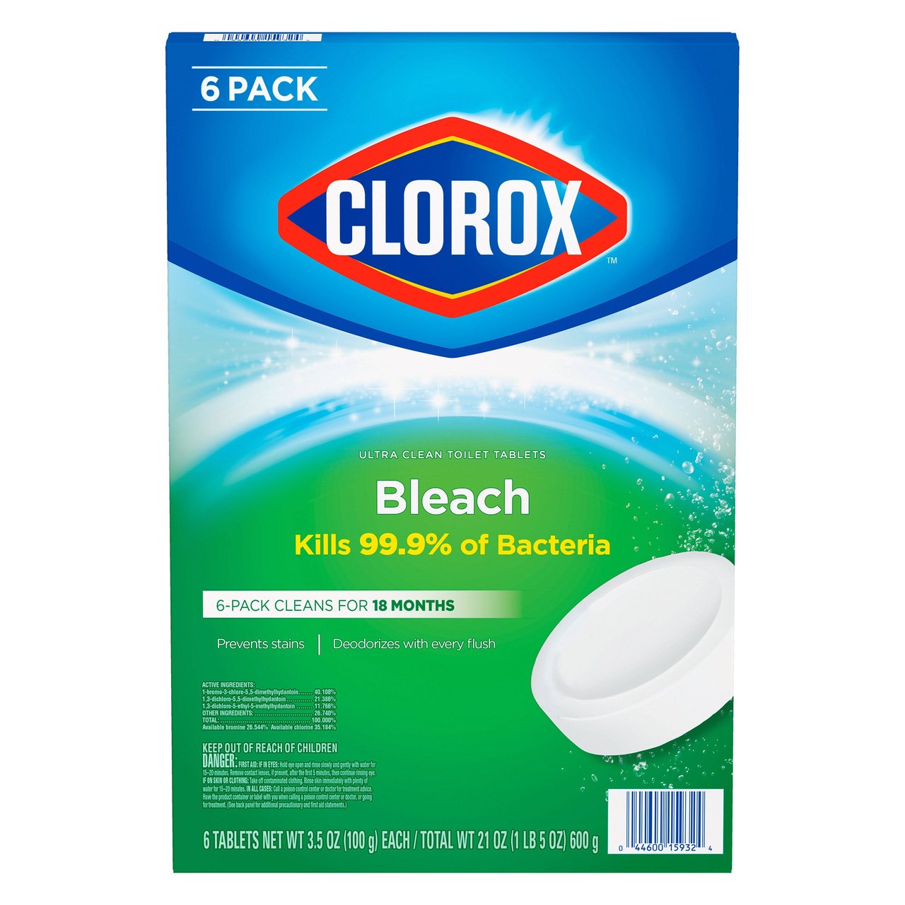Clorox Automatic Toilet Bowl Cleaner Tablets with Bleach, 6 Count (3.5 oz Each) - Image 1