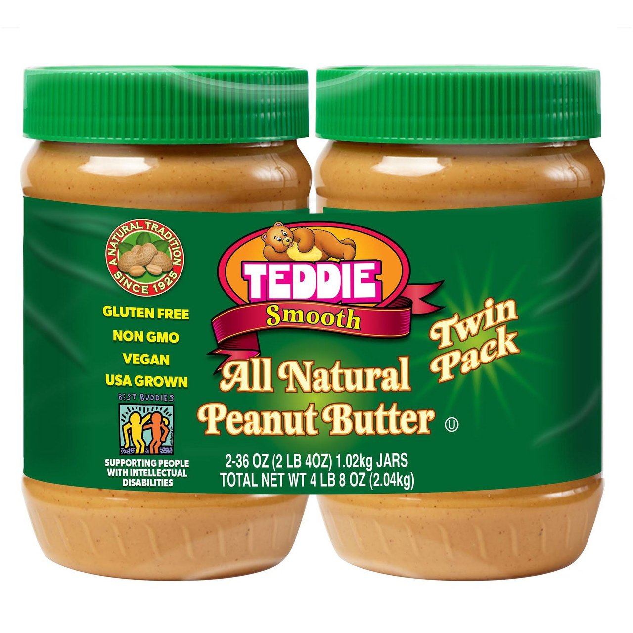 Teddie Natural Peanut Butter 2/36 oz (4.5 lbs) - Image 1