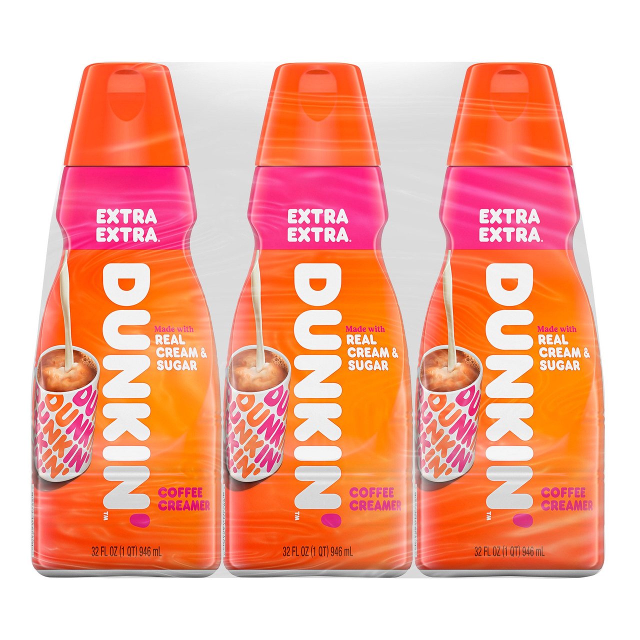 Dunkin' Extra Extra Coffee Creamer, 3-Pack of 32 fl oz Bottles - Image 1