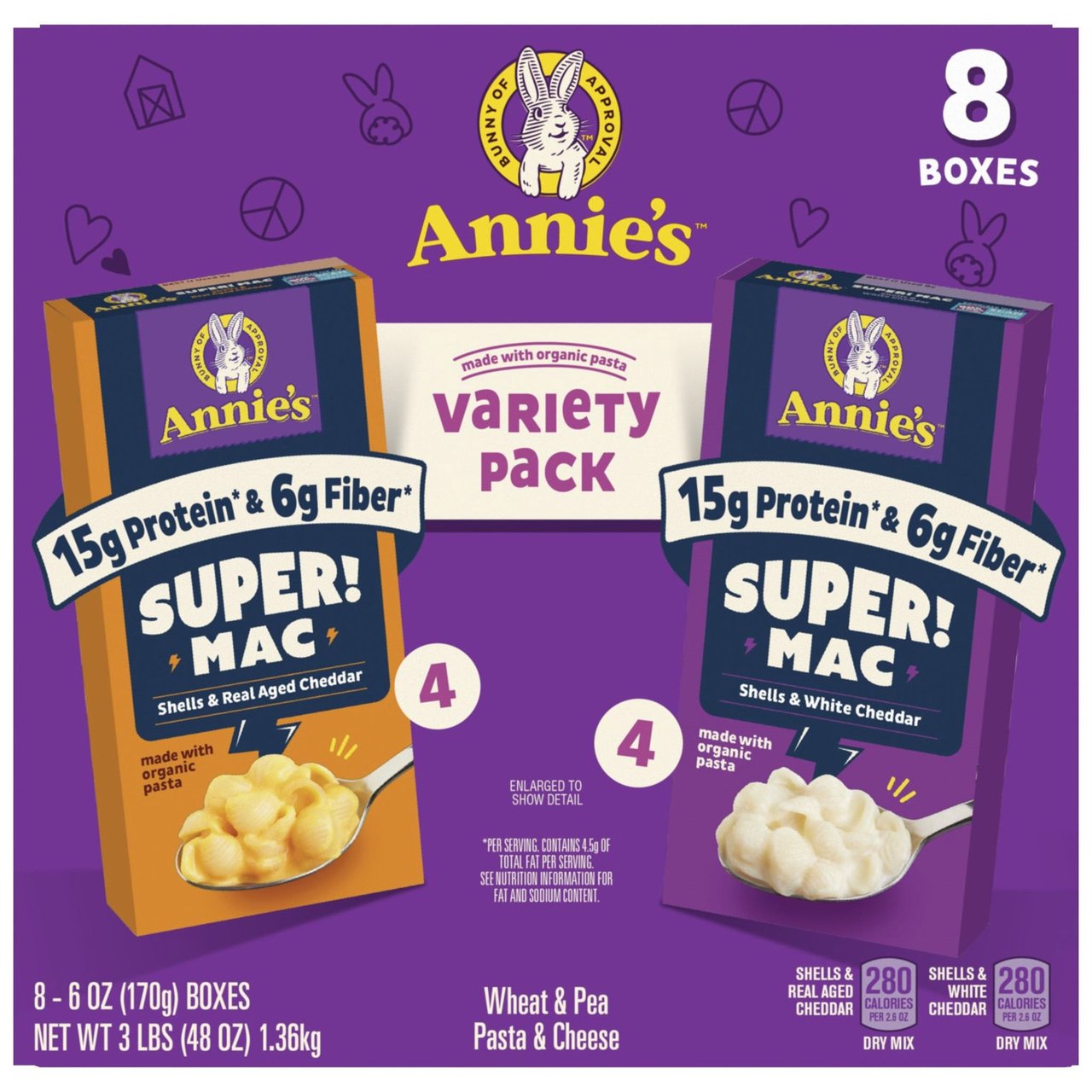 Annie's Super Mac Variety Pack, 8 Count, 6 oz Each - Image 1