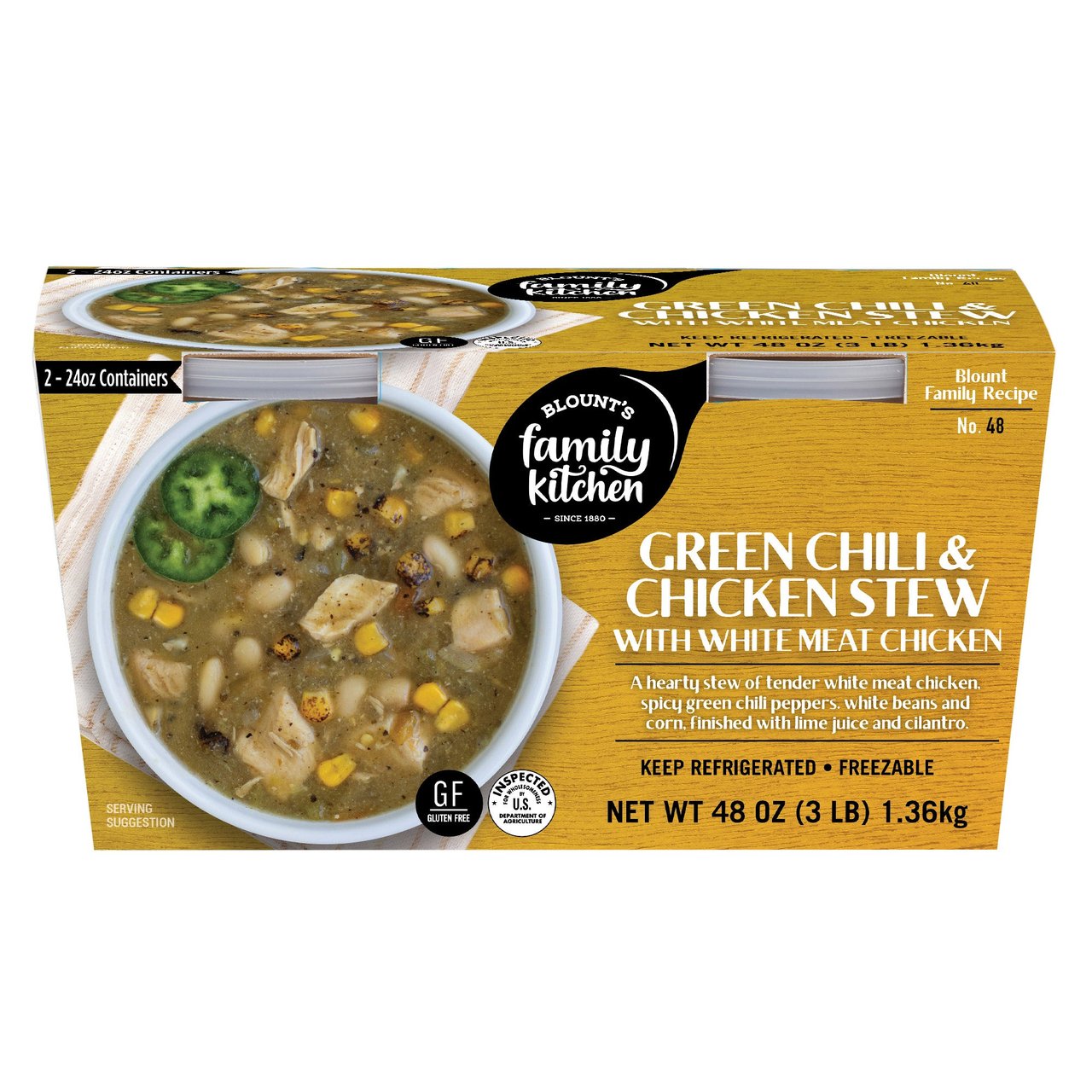 Blount's Family Kitchen Green Chili & Chicken Stew 2/24 oz - Image 1