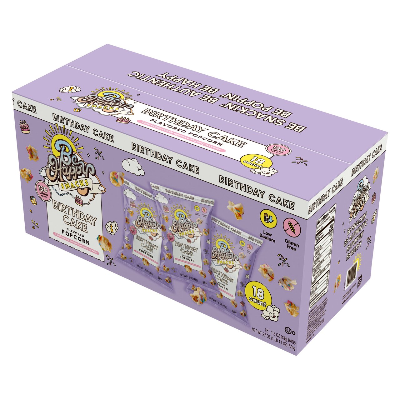 Be Happy Birthday Cake Popcorn 18 CT / 1.5 oz - Image 1