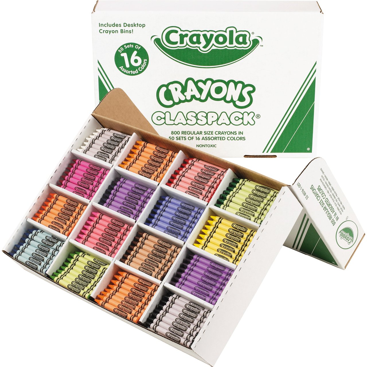 Crayola Classpack Regular Crayons, 16 Colors, 800 Box (CYO528016) - Image 1