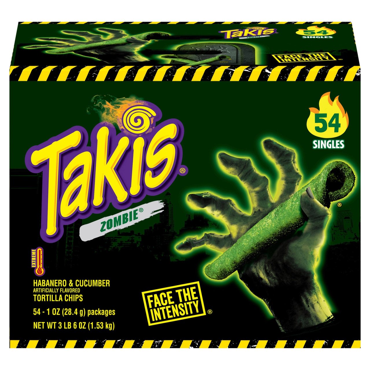 Takis Zombie Tortilla Chips, Habanero and Cucumber, 1 oz, 54-Count - Image 1