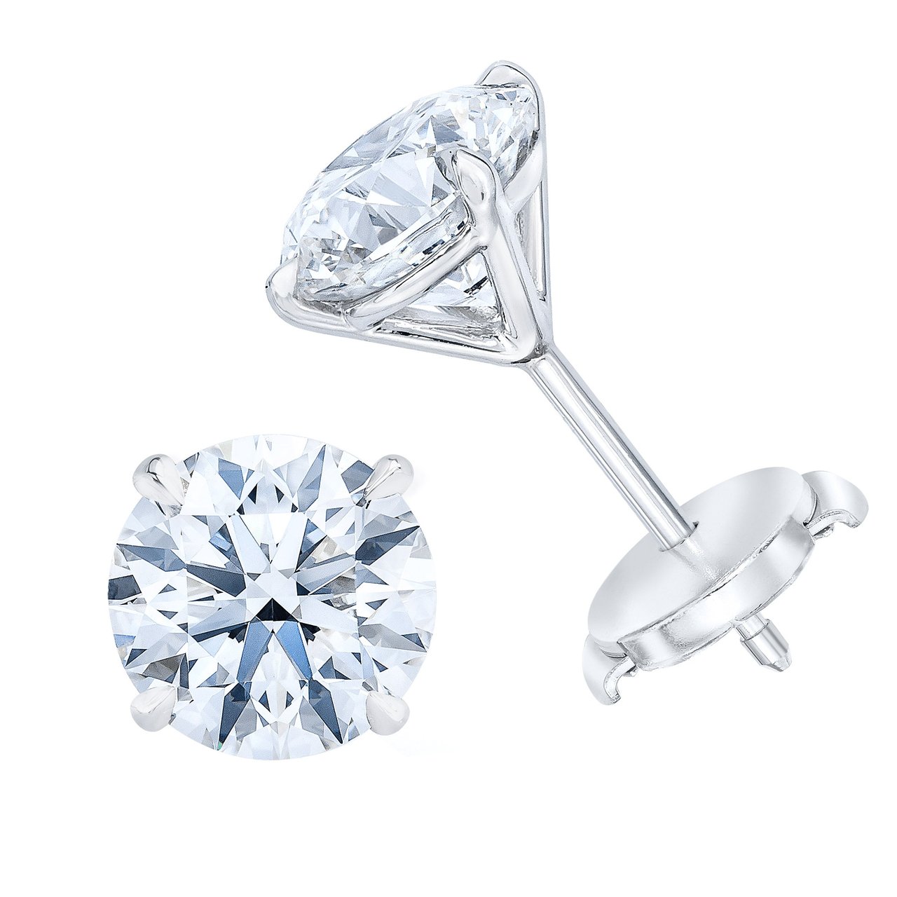2.60 CTW Round Diamond 18K White Gold Stud Earrings, VS2 Clarity, I Color - Image 1