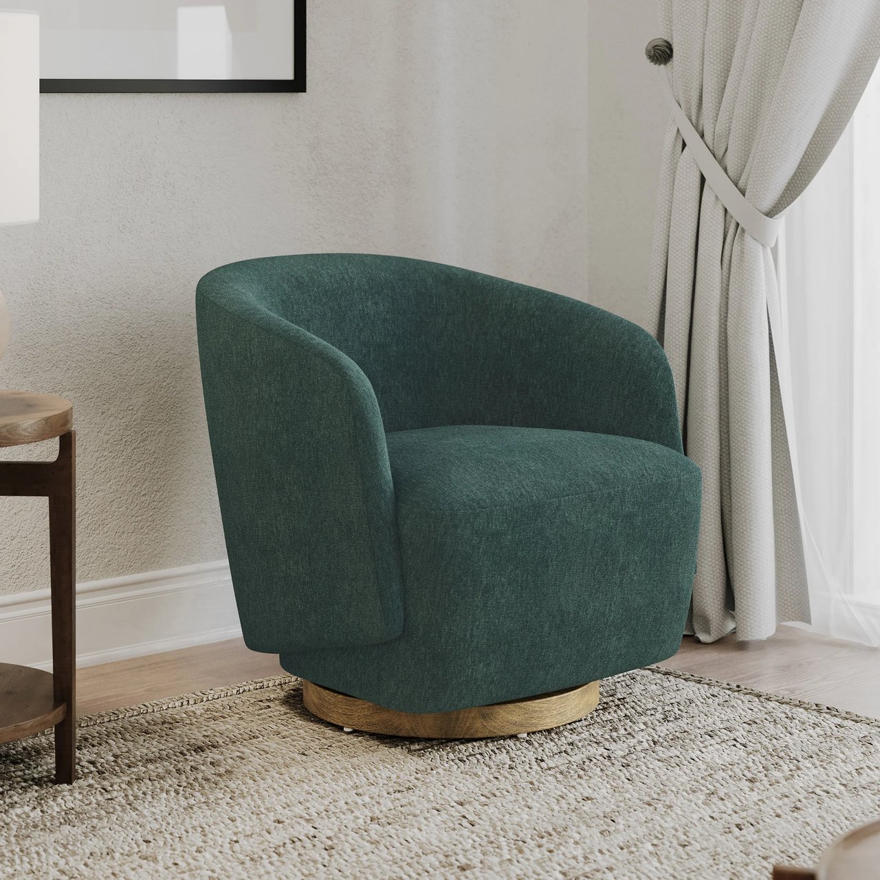 Henredon Murphy Fabric Swivel Chair, Green - Image 1