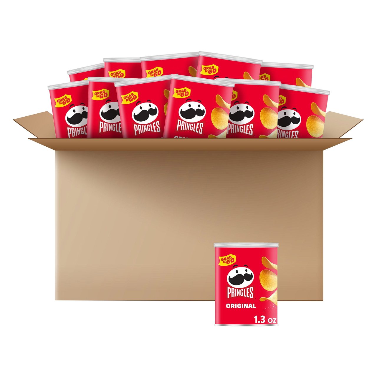 Pringles Grab & Go Potato Crisps, Original, 1.31 oz, 12 ct - Image 1