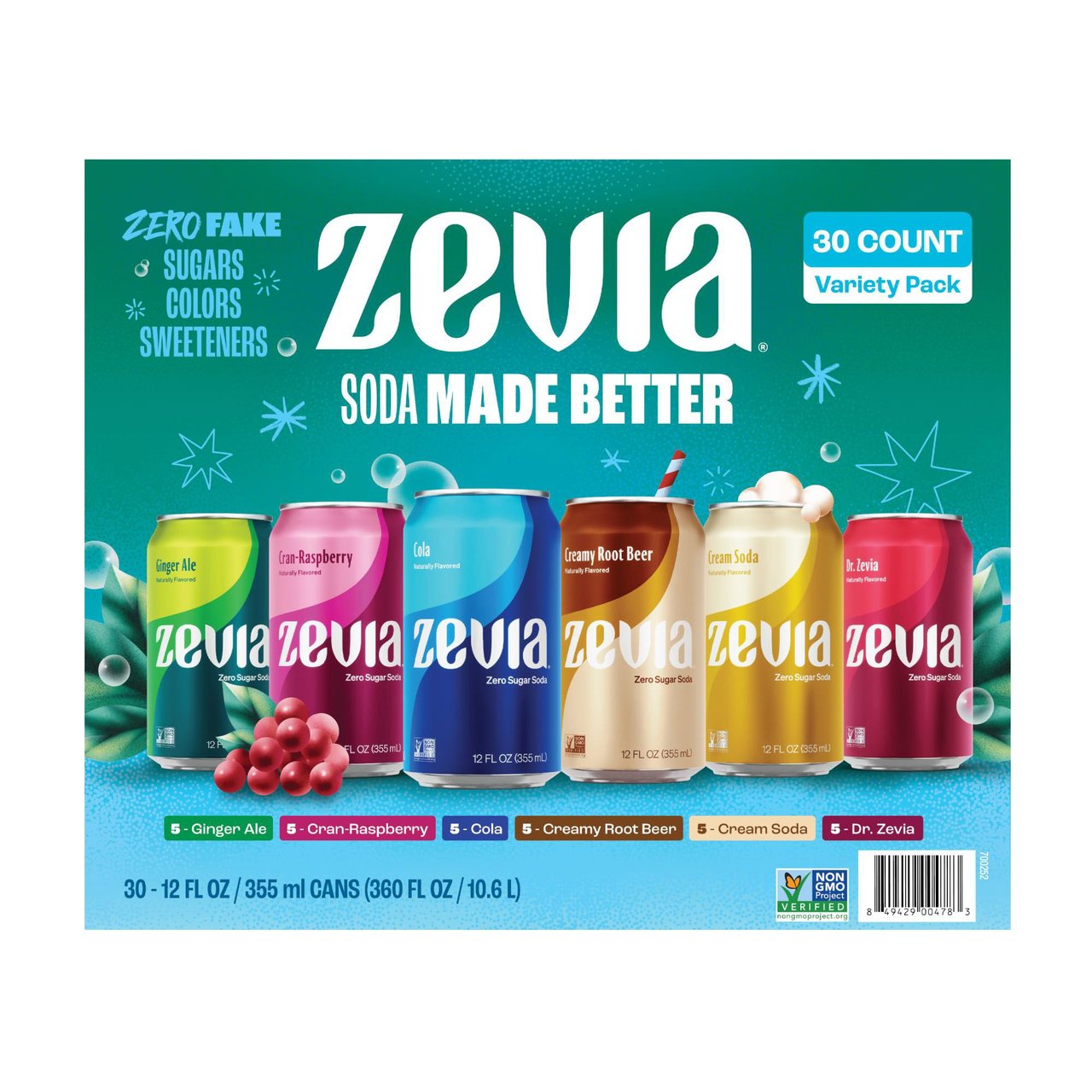 Zevia 6 Flavor Variety Pack 30/12 Ounce Cans (#1984401) - $16.79