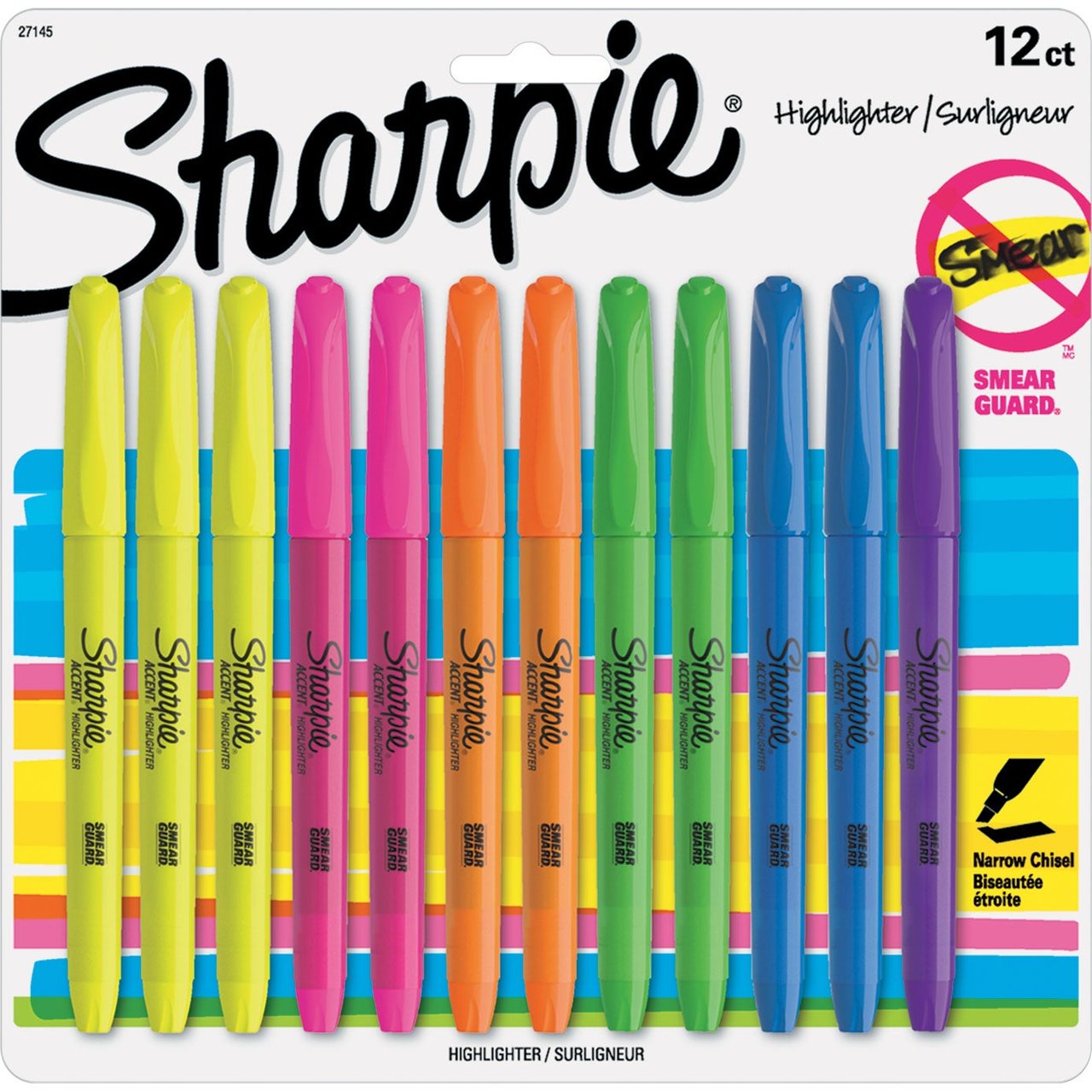 Sharpie Accent Pocket Style Highlighters, Assorted Colors, 12 Count - Image 1