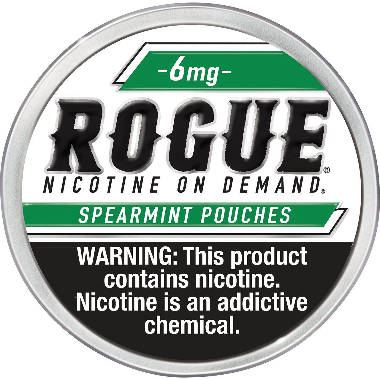 Rogue Spearmint 6mg Nicotine Pouches, 5-Pack, 20 Count (#1655125)