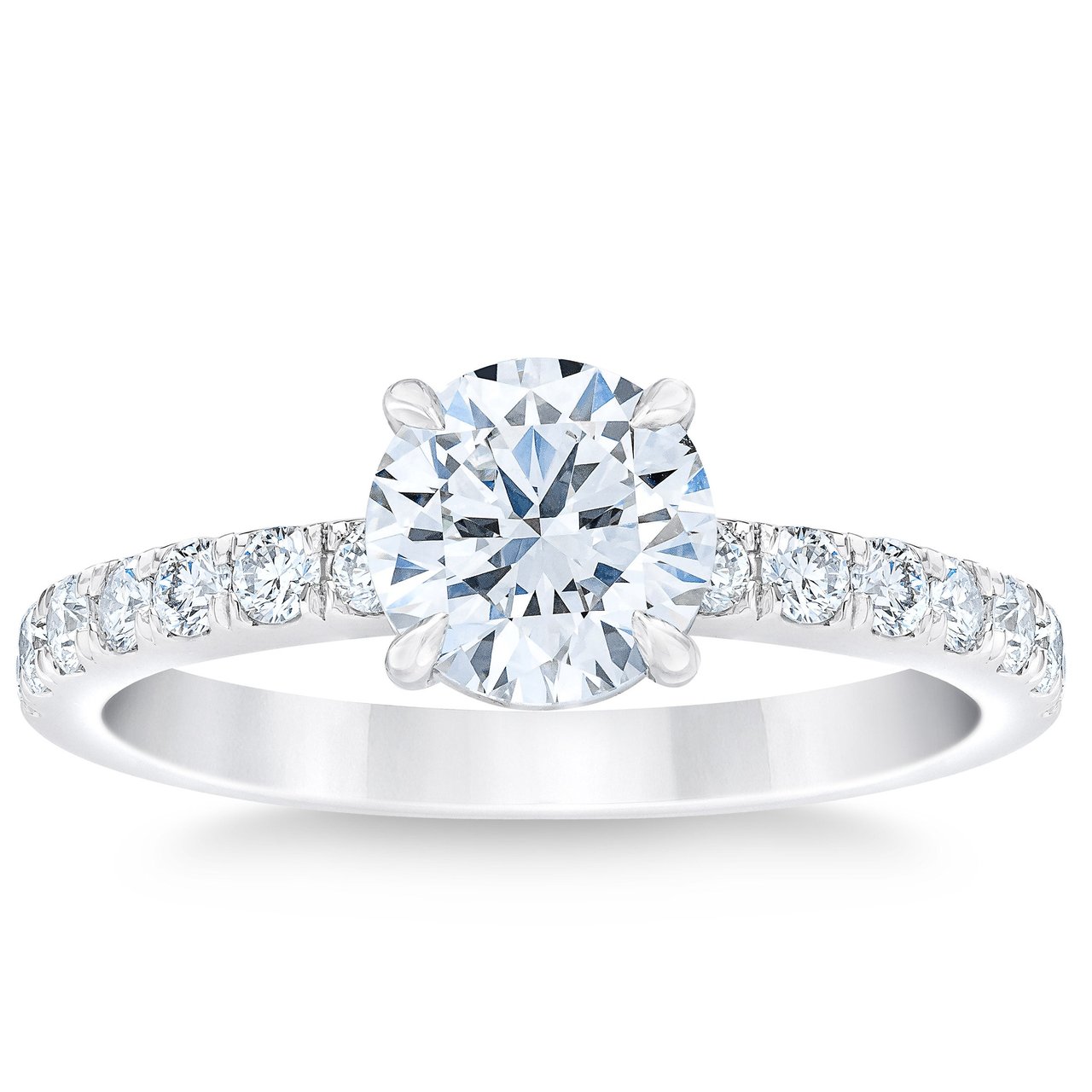 1.55 CTW Round Diamond Platinum Wedding Ring, 1.10 CT Center, VS1 Clarity, H Color - Image 1