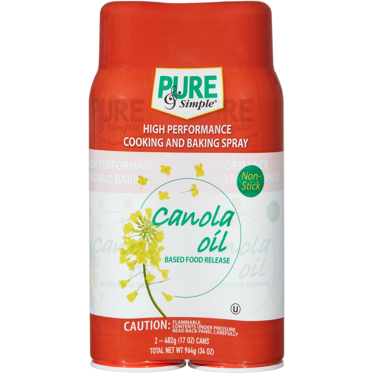 Pure & Simple Canola Cooking Spray, 2 x 17 oz - Image 1