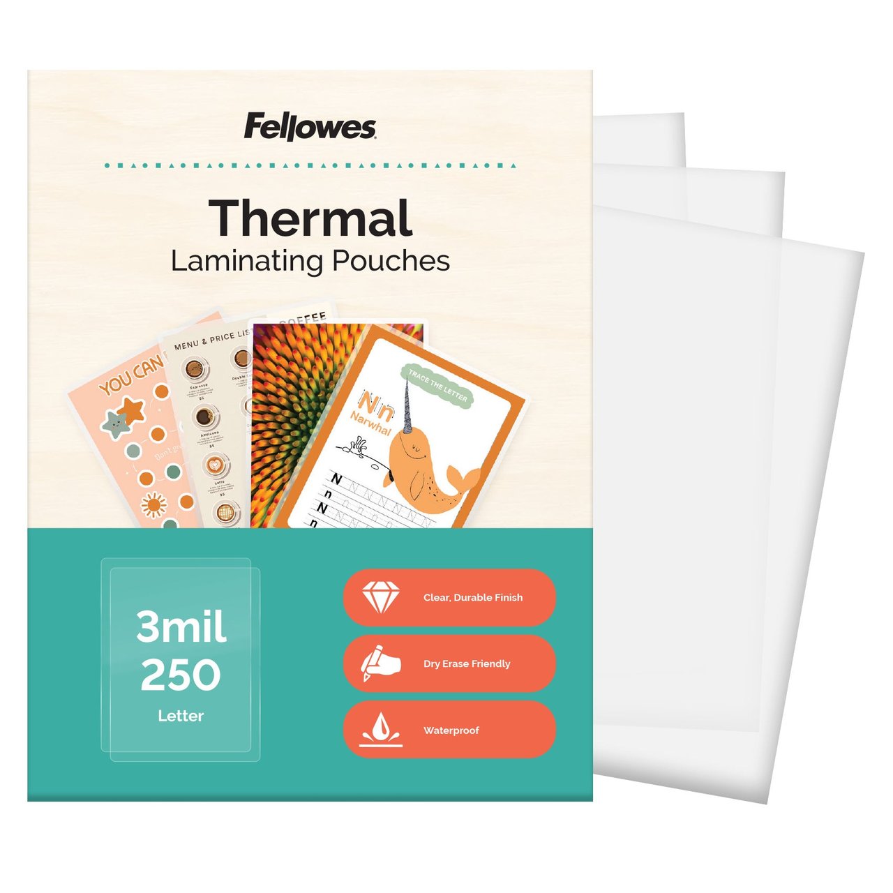 FELLOWS THERMAL LAMINATING POUCHES 250 COUNT - Image 1