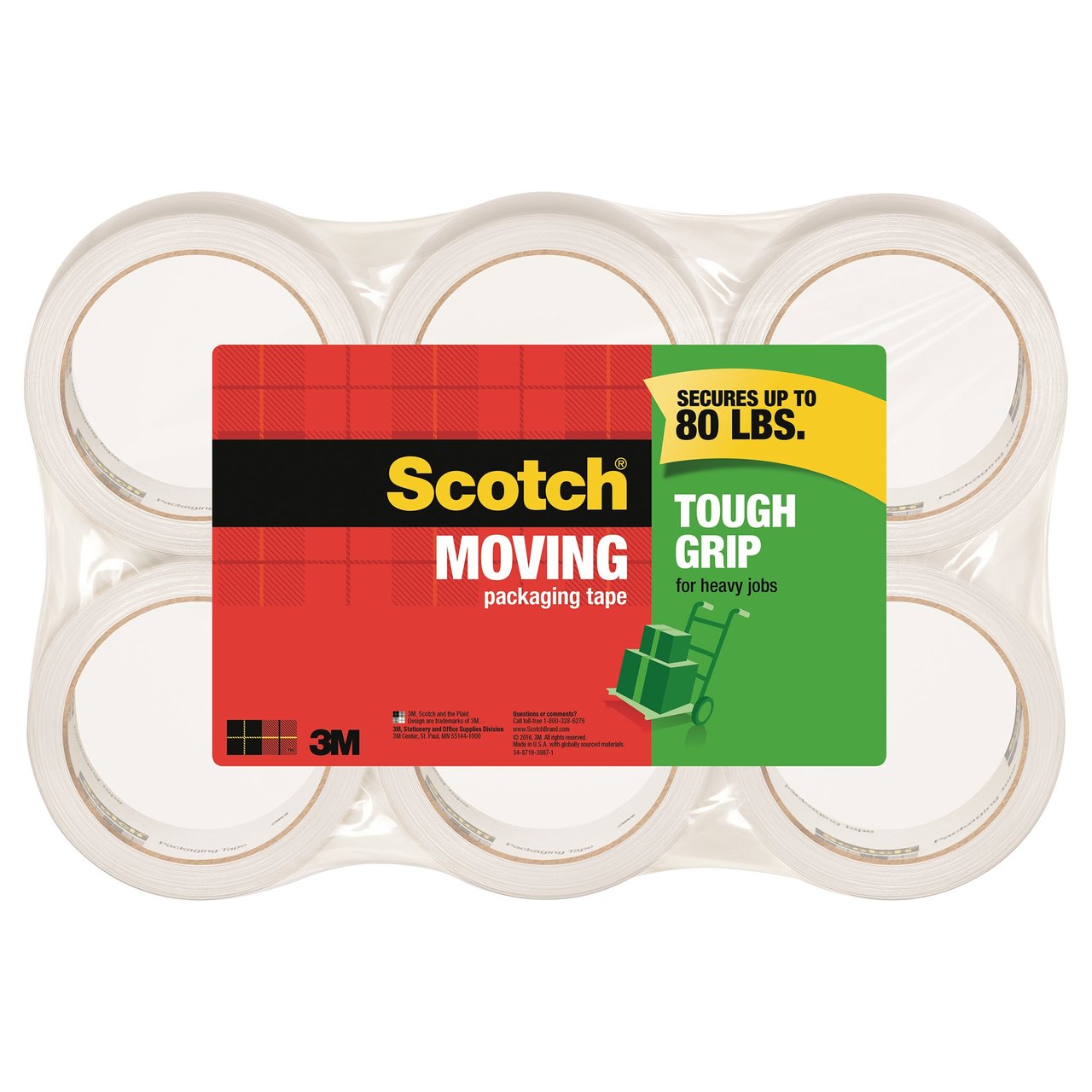 Scotch Moving/Packing Tape 2" x 55 Yds, 6 Rolls MMM35006ESF - Image 1