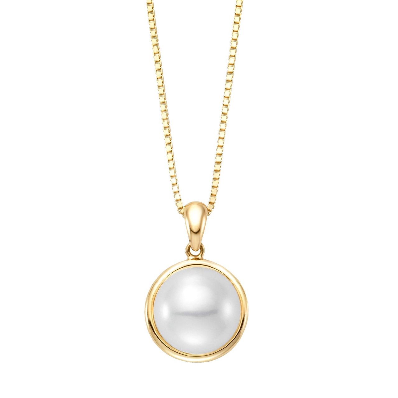 14KT Gold 9-10mm Freshwater Cultured Pearl Pendant 17" - Image 1