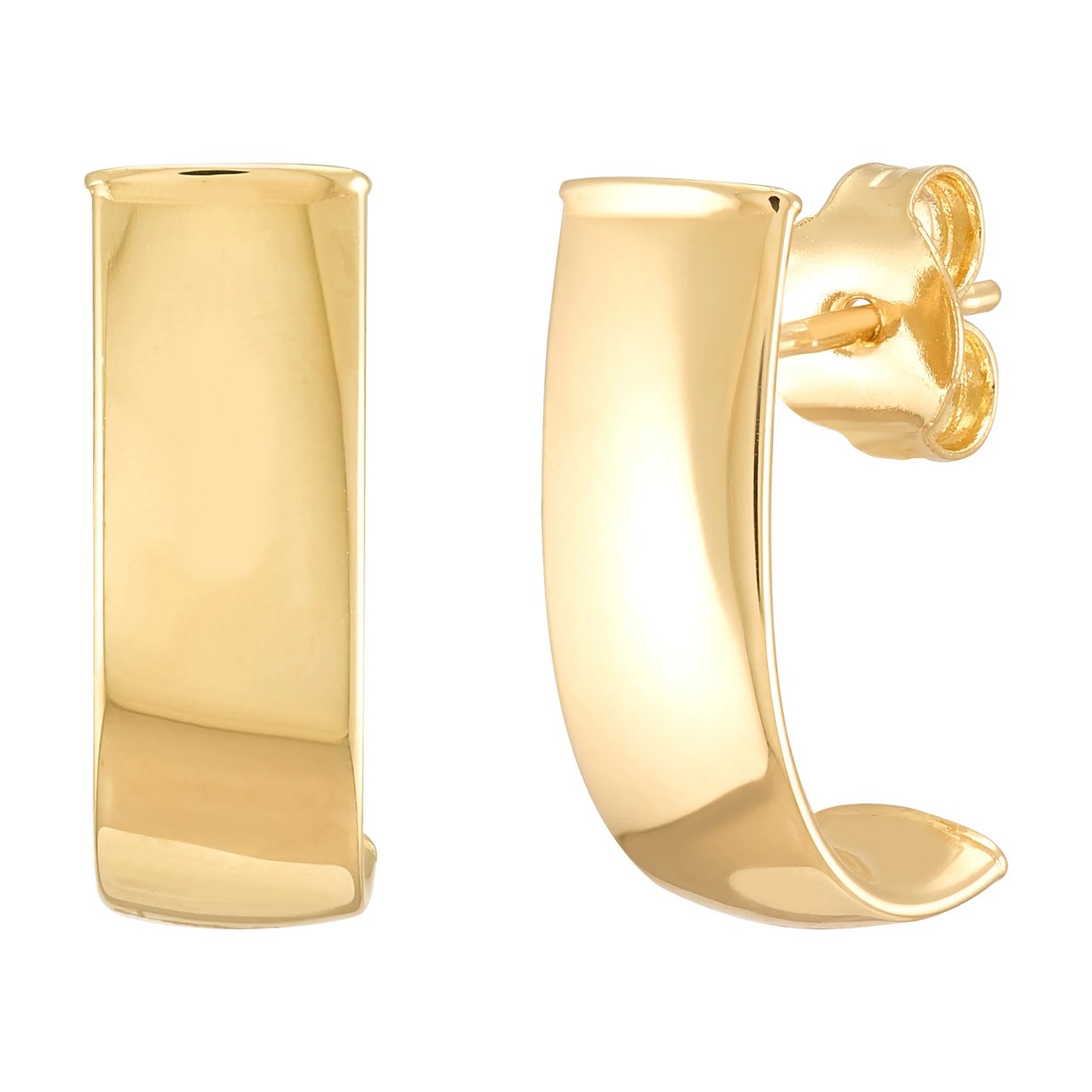 14kt Yellow Gold 6mm Wide Half Hoop Earrings Made in Italy - Image 1