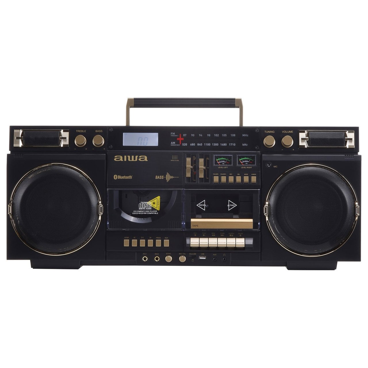 AIWA BACTRACK RETRO BOOMBOX BLACK AND GOLD - Image 1
