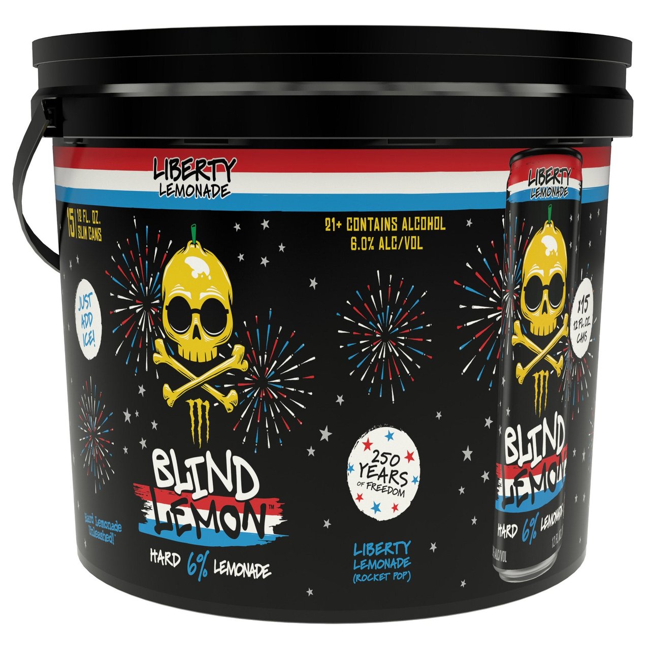 Blind Lemon Hard Liberty Lemonade, 15 x 12 oz Cans with Bucket - Image 1