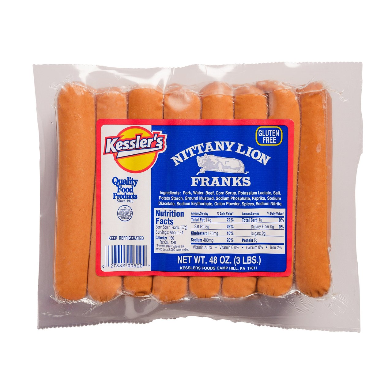 Kessler's Nittany Lion Franks, 3 lbs