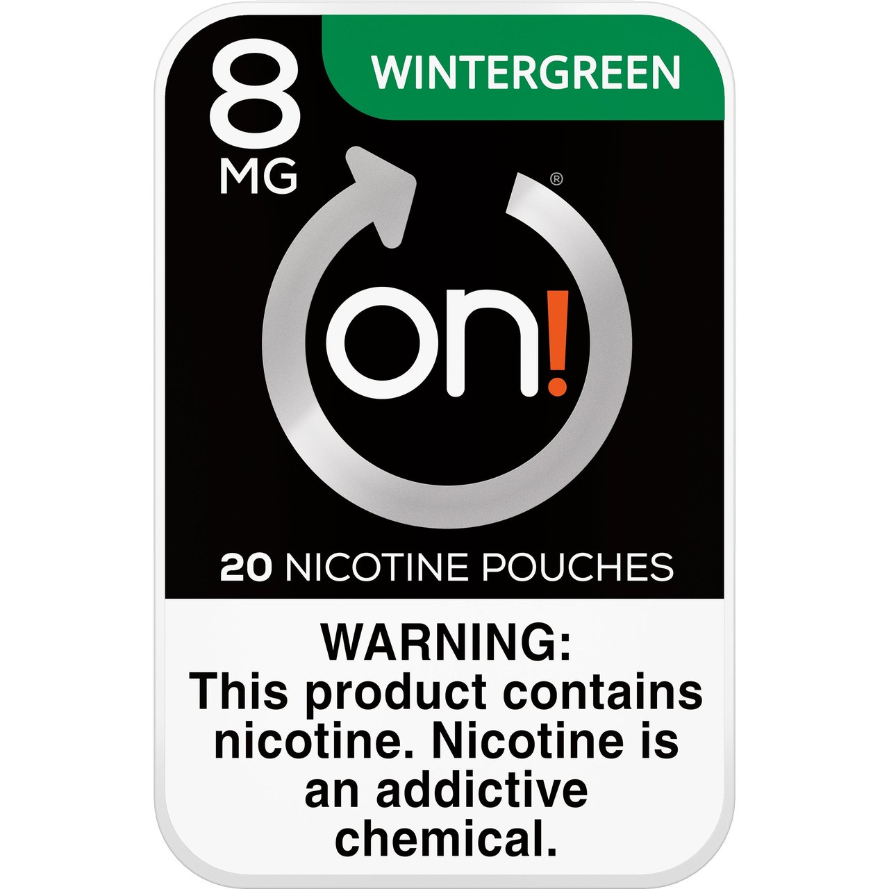 ON! Wintergreen 8mg Nicotine Pouches, 20 ct, 5-Pack - Image 1