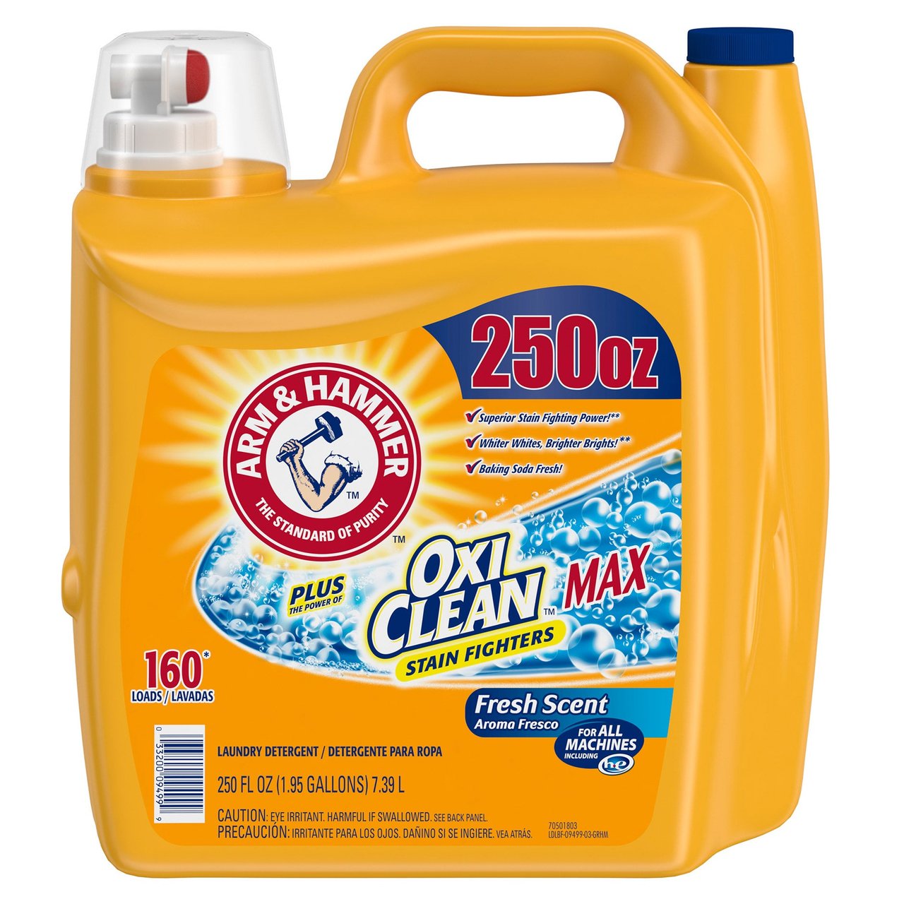 Arm & Hammer Plus OxiClean Max Laundry Detergent 160 Loads / 250 oz - Image 1